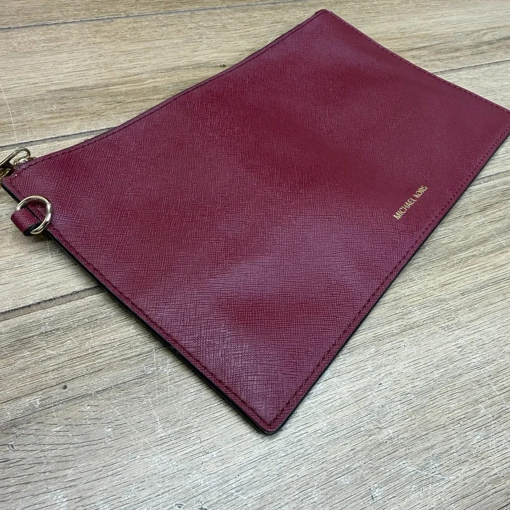 Michael Kors Large Jet Set Travel Pouch Merlot Burgundy Red
